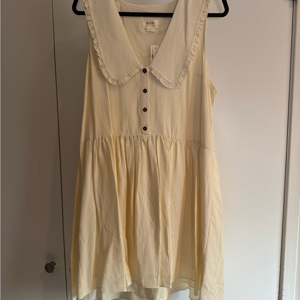 Anthropologie Cream Mini Dress with Peter Pan Collar - NWOT - Picture 2 of 7
